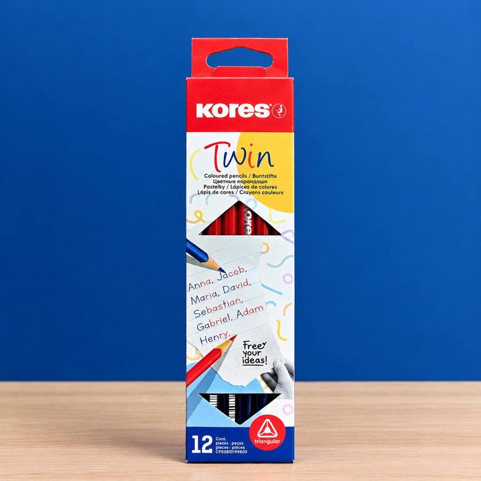 Lapiz Bicolor Kores Twin - Azul/Rojo
