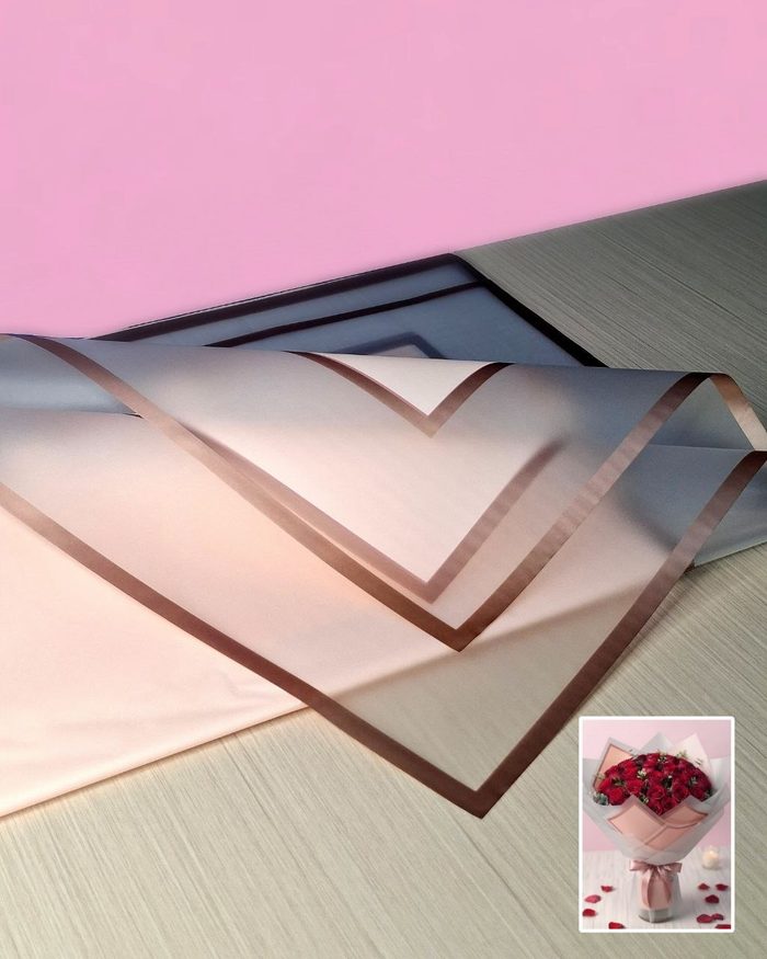 Papel Coreano Rosado Con Marco Blanco Traslucido