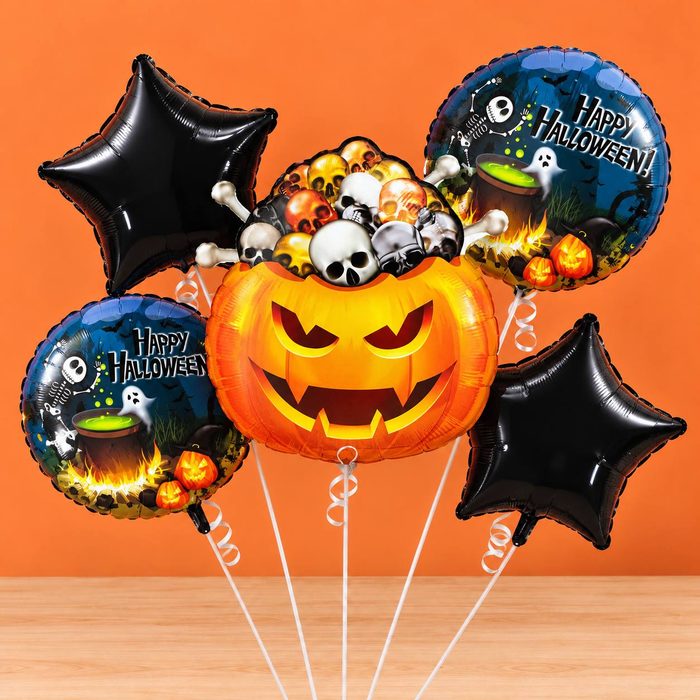 Blister de Globo - Calabaza Calavera 5 pcs