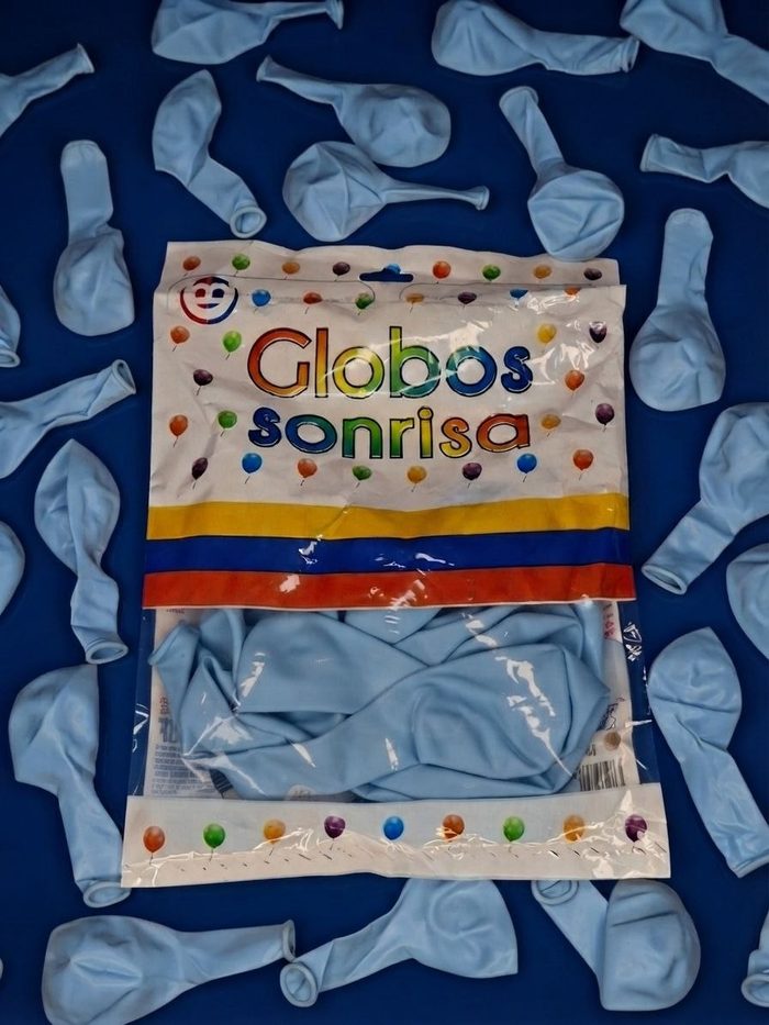 Paquete De Globos Sonrisa - Azul Seda