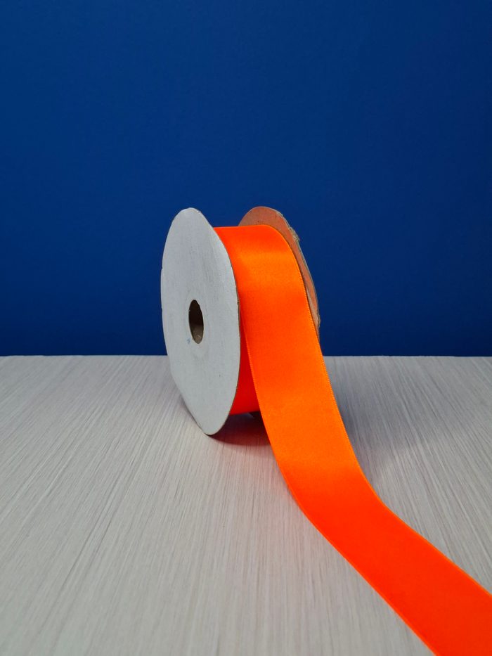 Cinta Raso #9 Naranja Fluorescente 034 Rollo 23mts