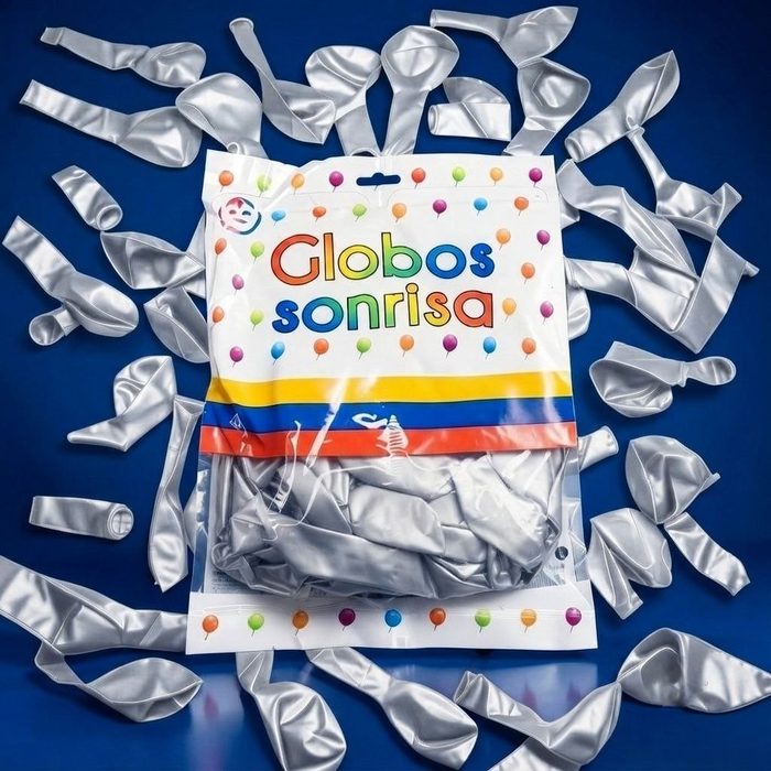 Paquete De Globos Sonrisa - Plateado