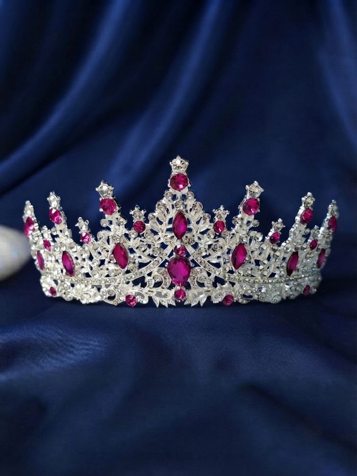 Corona De Metal 5674 - Plateada C/Fucsia