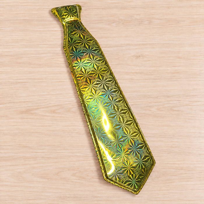 Corbata Larga Metalizada - Dorada