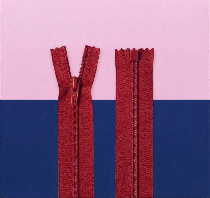 Cierre Diente Fino 60cm Rojo