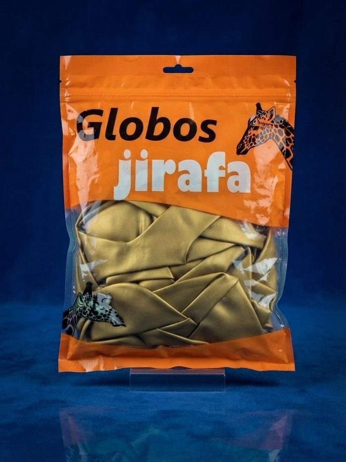 Paquete De Globos Jirafa Cromado - R18 Oro Intenso 25pz