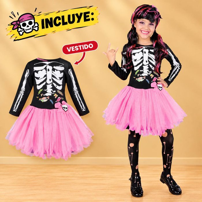 Disfraz Monster High Calavera Niña  - Talla 6