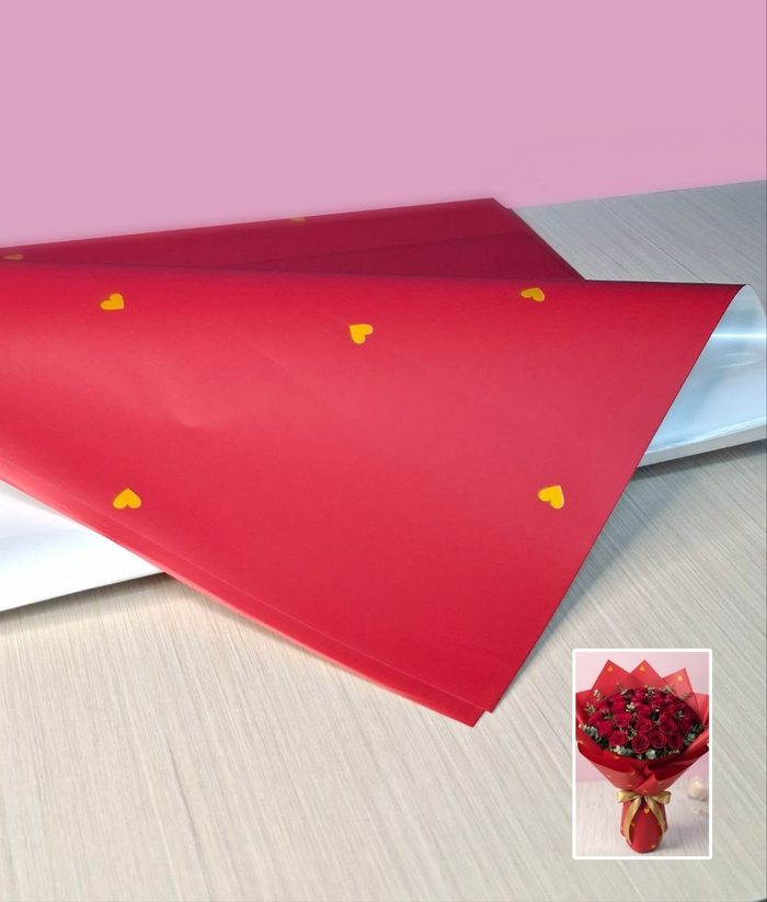 Papel Coreano Bitono Opaco Corazon Rojo
