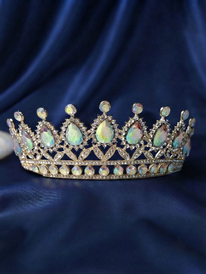Corona De Metal - Dorada Con Piedras Tornasol 6472