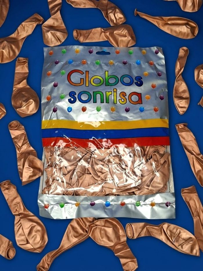 Paquete De Globos Sonrisa - Rosa Gold Cromado