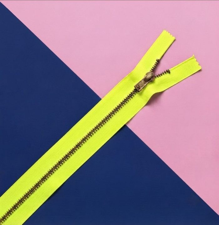 Cierre Metal Fino 20cm Amarillo Fluorescente