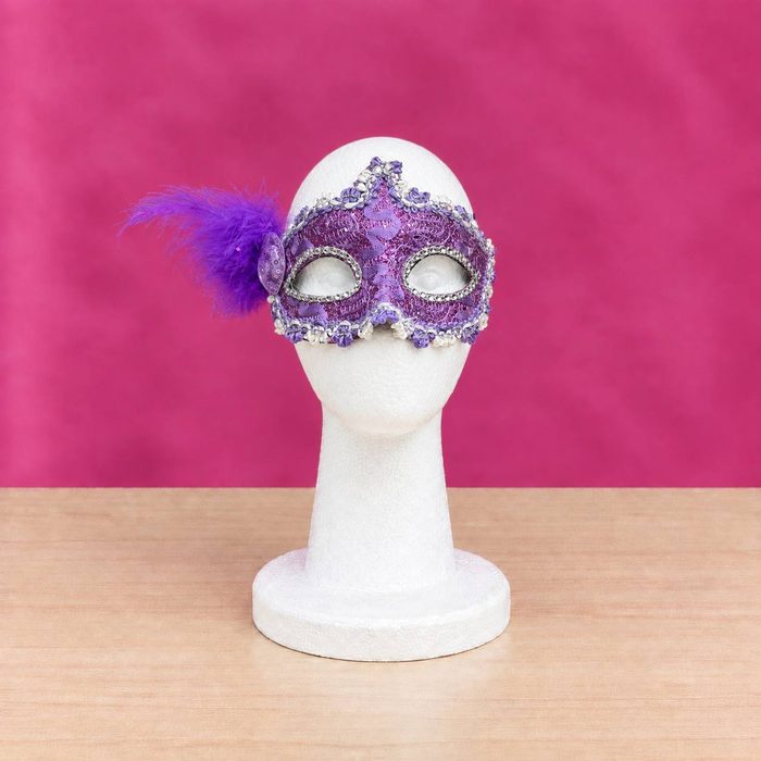 Antifaz con Pluma en la Esquina - Morado
