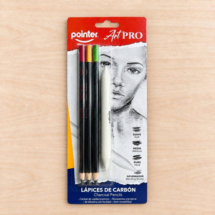 Lapices De Carbon Con Difuminador Artpro Pointer