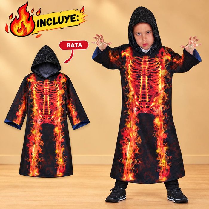 Disfraz Esqueleto de Fuego Niño - Talla 4