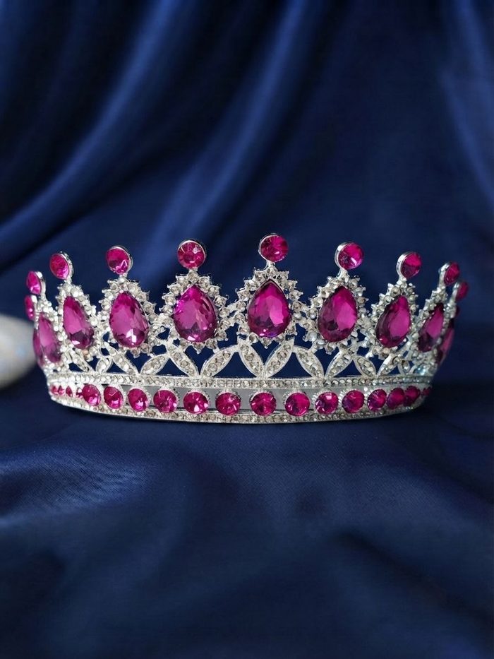 Corona De Metal 6472 - Plateado C/Fucsia