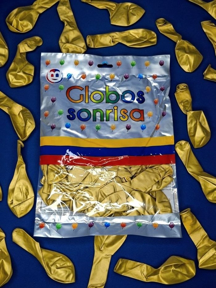 Paquete De Globos Sonrisa - Dorado