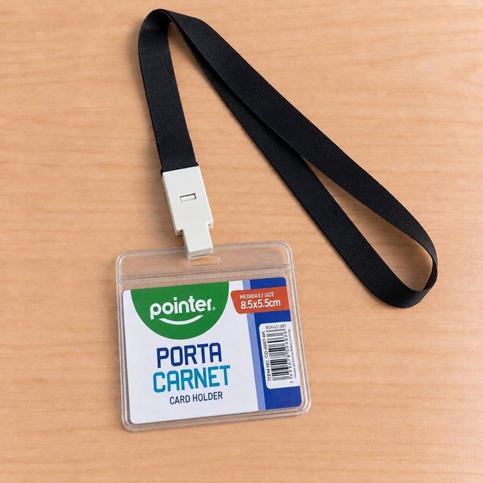Porta Carnet Plastico Horizontal Con Cinta Negro - Pointer
