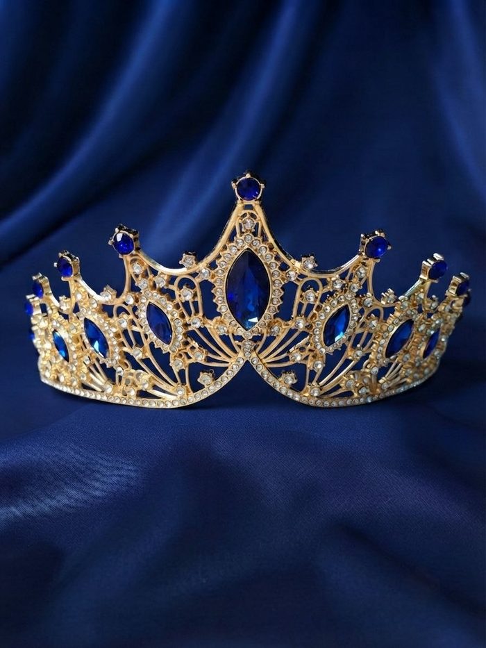 Corona De Metal 7481 - Dorada C/Azul Rey