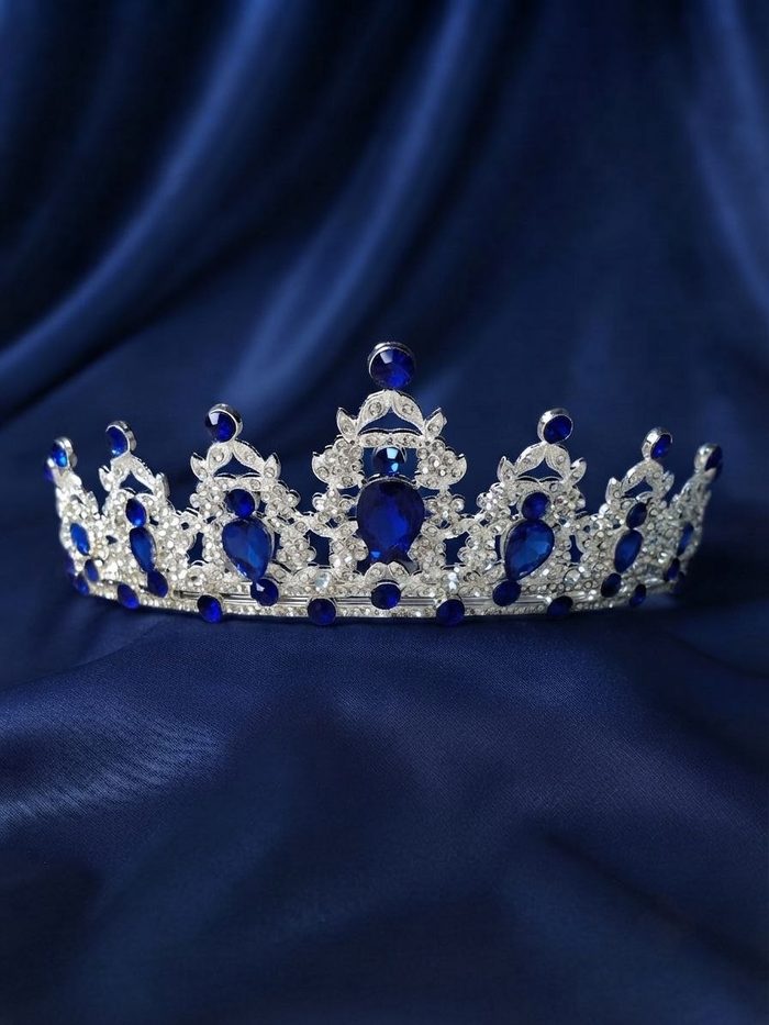 Corona De Metal 3190 - Plateado C/Azul Rey
