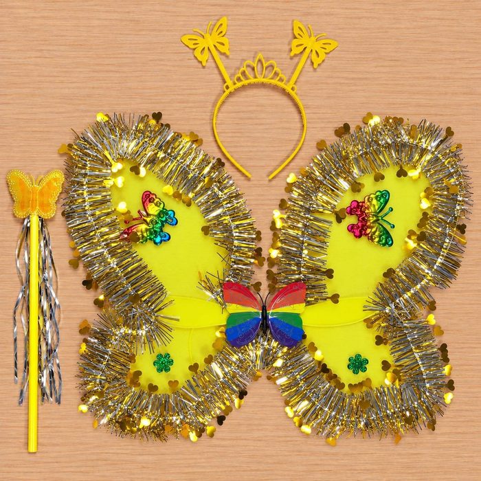 Alas de Mariposa con Viruta Metalizada - Amarillo