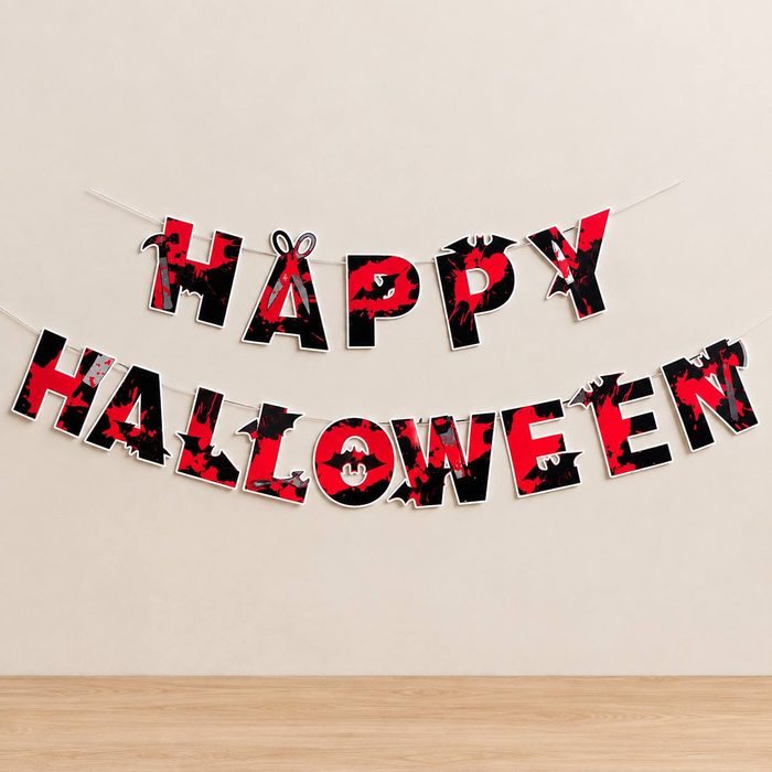 Banderin Happy Halloween Rojo con Negro