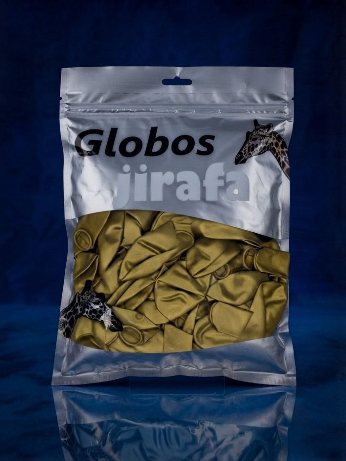 Paquete De Globos Jirafa Cromado - R10 Oro Intenso 50pz