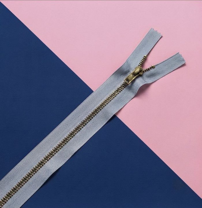 Cierre Metal Fino 20cm Gris Perla