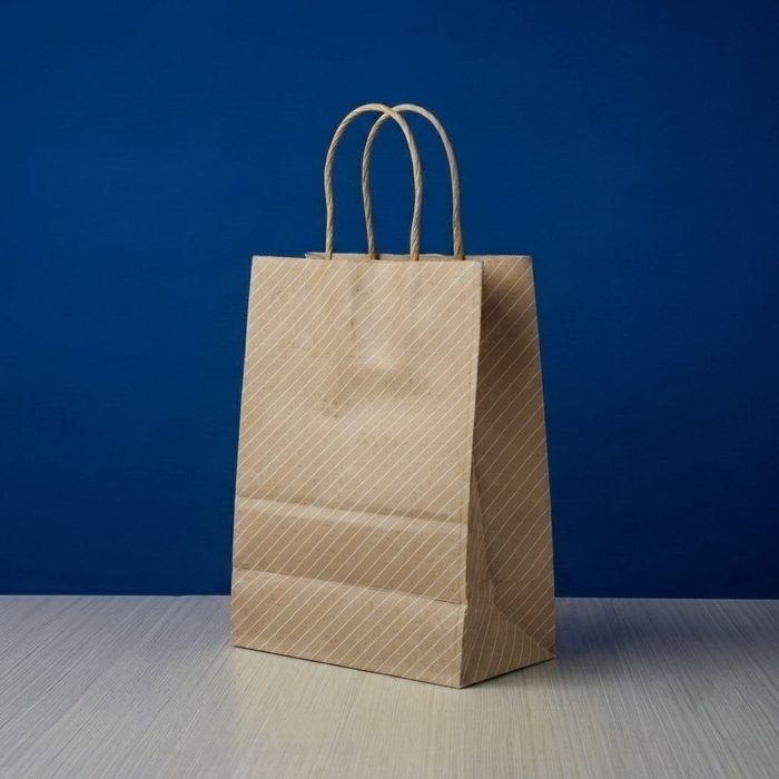 Bolsa Kraft Estampada (P) - Rayas Blanca
