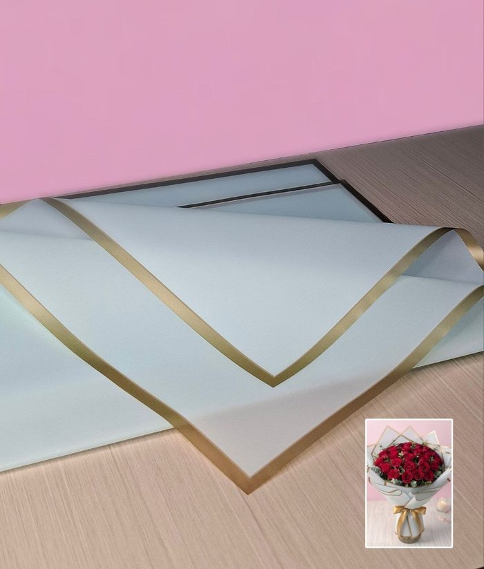 Papel Coreano Celeste Con Bordes Dorados