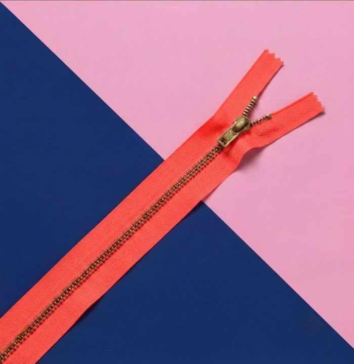 Cierre Metal Fino 15cm Naranja Fluorescente