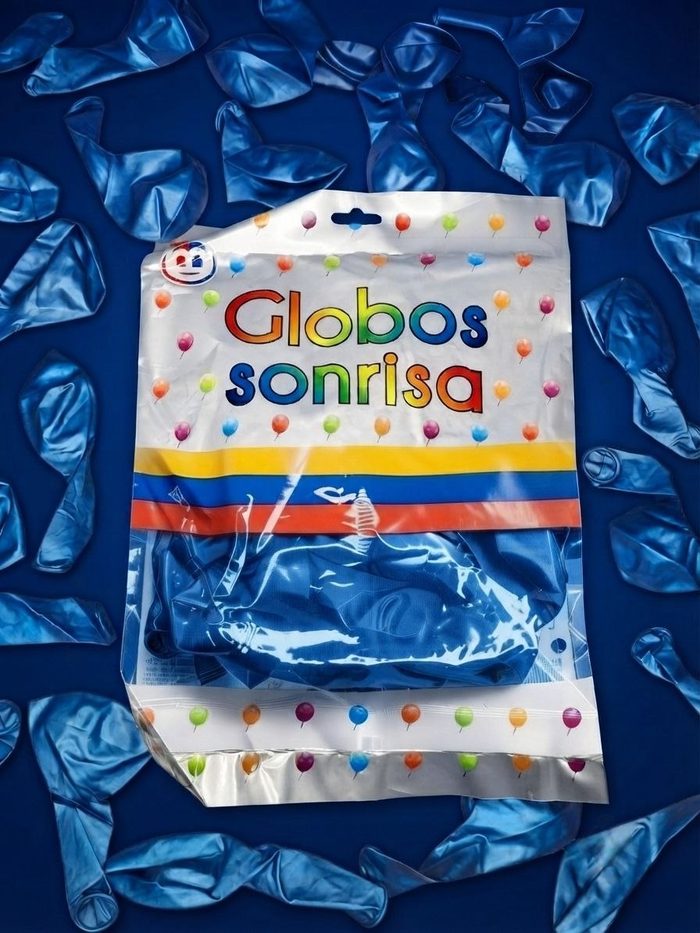 Paquete De Globos Sonrisa - Azul Rey Cromado