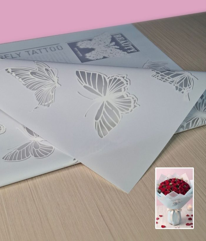 Papel Coreano Traslucido Mariposas Azul Claro