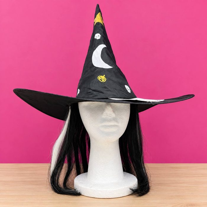 Sombrero de Bruja Negro C/Peluca