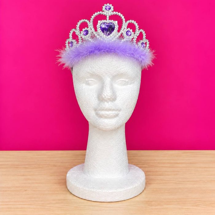 Corona Plástica Afrodita - Plateada C/Marabu Morado
