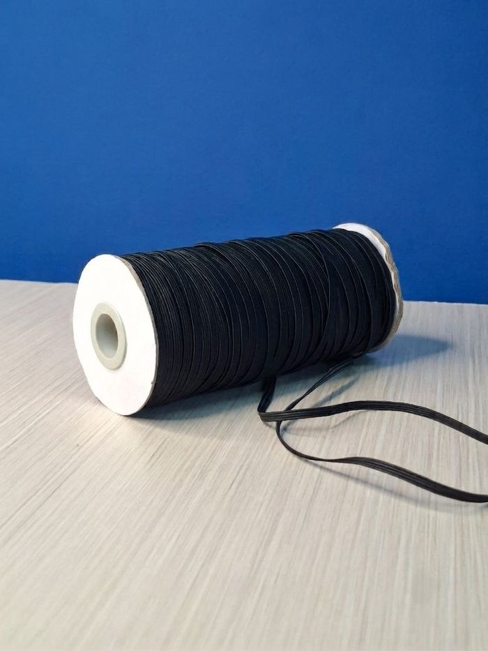 Elastica Rayon Negra X Rollo - 4mm 100mts