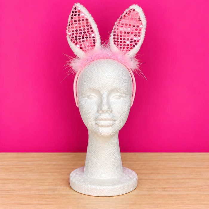 Cintillo de Conejita Rosado  C/ Viruta y Lentejuelas