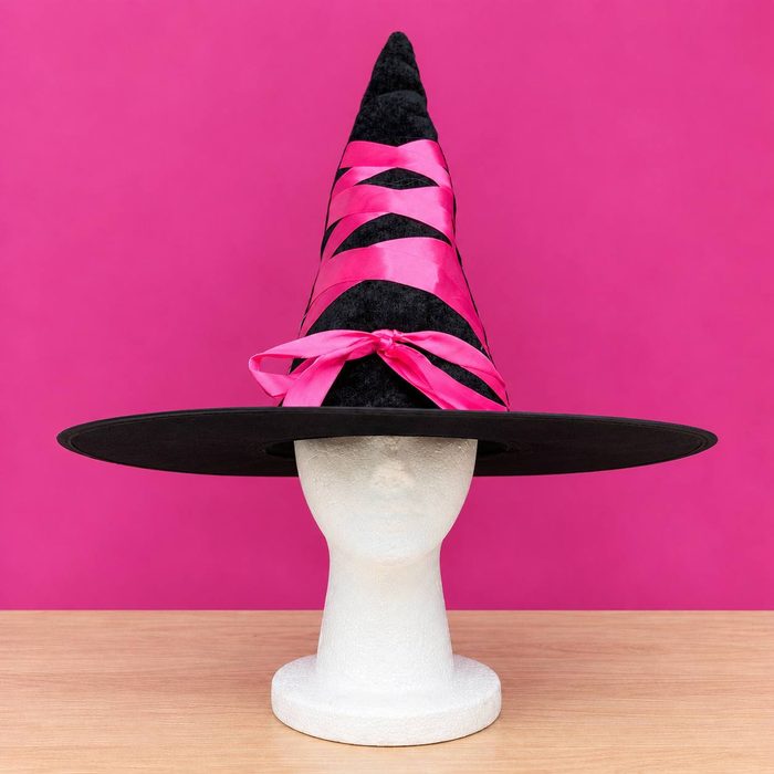 Sombrero de Bruja Velor con Cinta - A90559