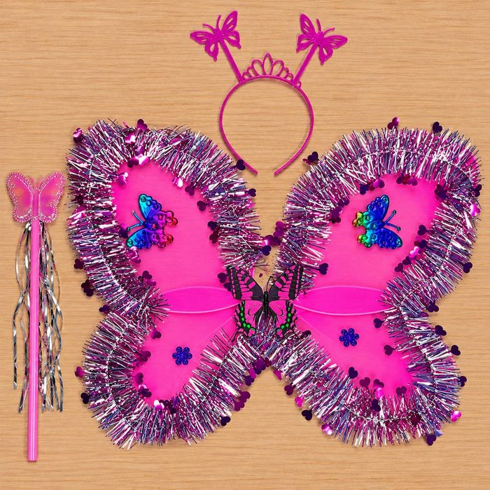 Alas de Mariposa con Viruta Metalizada — Fucsia