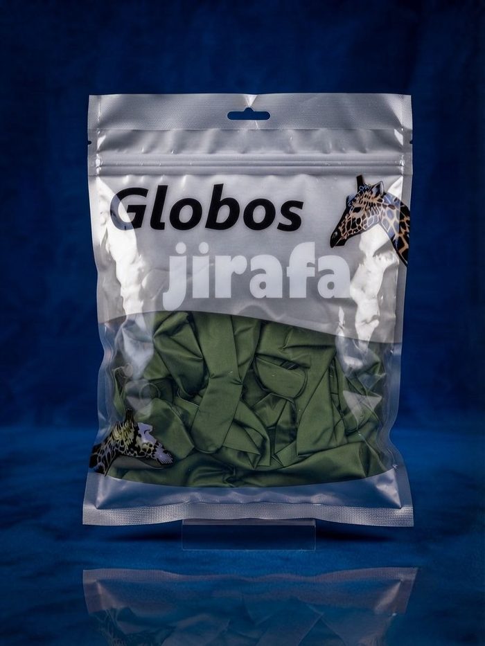 Paquete De Globos Jirafa Cromado - R10 Verde Aguacate 50pz
