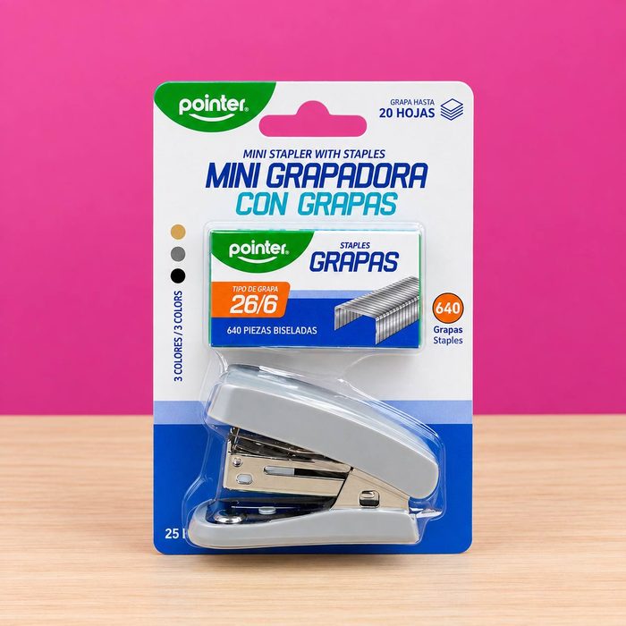 Mini Grapadora Con Grapas 26/6 - Pointer
