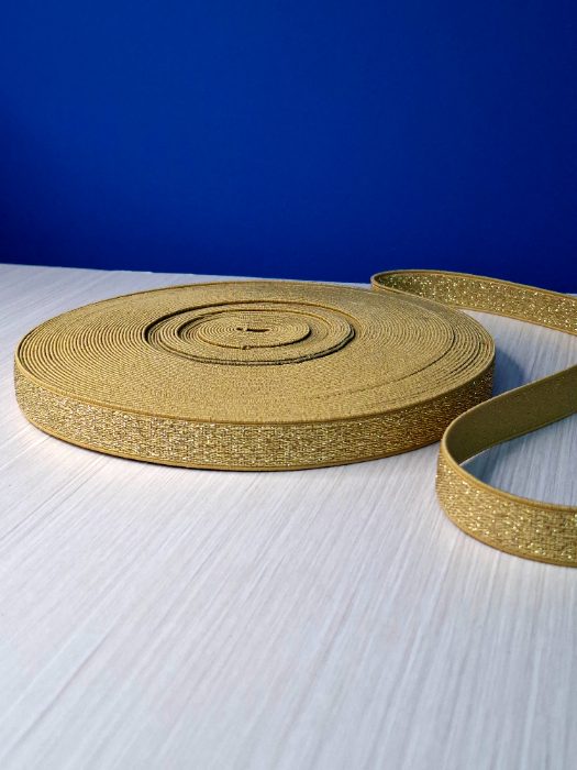 Elastica Estampada Escarchada 20mm Dorada (25 Metros)