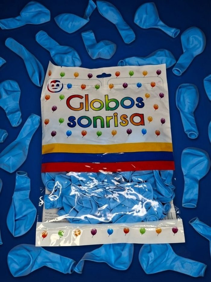 Paquete De Globos Sonrisa - Azul Pastel