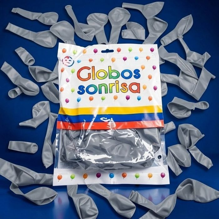 Paquete De Globos Sonrisa - Gris