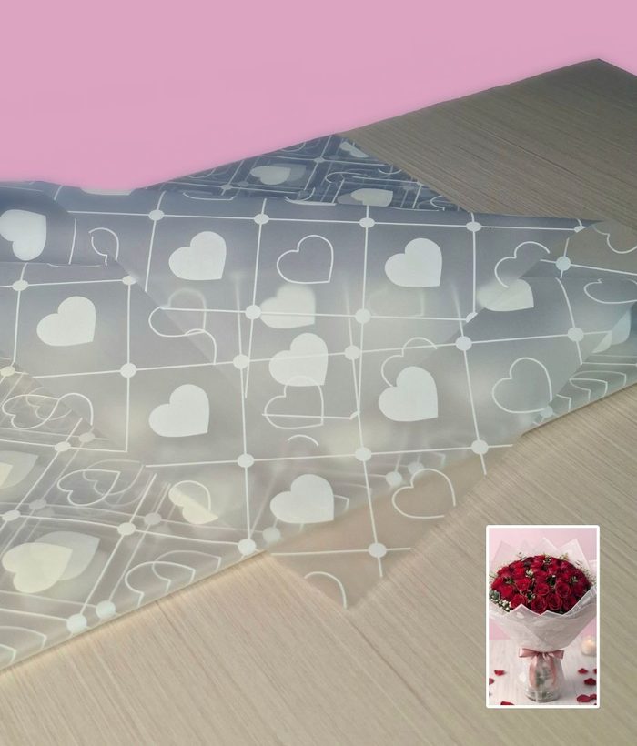 Papel Coreano Traslucido Corazones Blancos