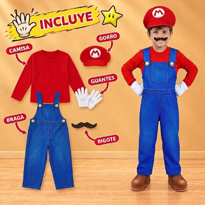 Disfraz Super Mario - Talla 18-24 Meses