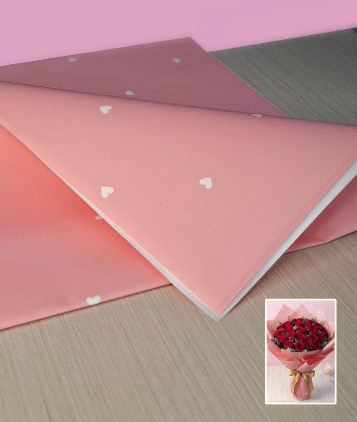 Papel Coreano Bitono Opaco Corazon Rosa Colonial