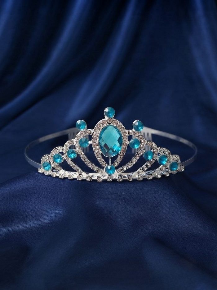 Corona De Metal Ref 4630 - Plata Con Piedras Azules