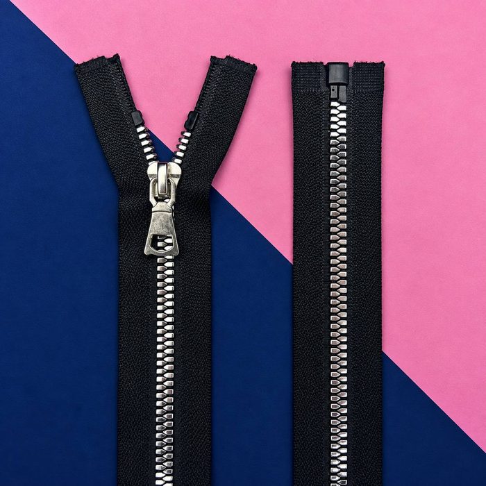 Cierre Decorativo 70cm Negro Con Diente Plateado