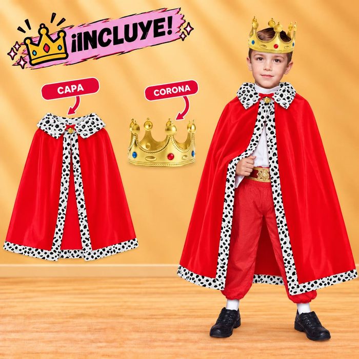 Complemeto de Disfraz Capa de Rey Roja Talla - 10