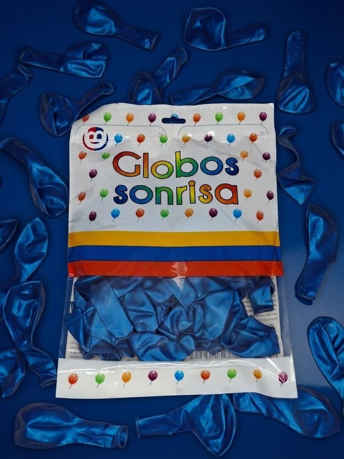 Paquete De Globos Sonrisa - Azul Perlado